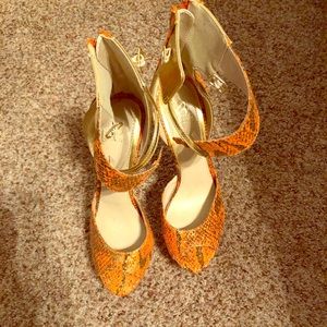 Orange and gold heels